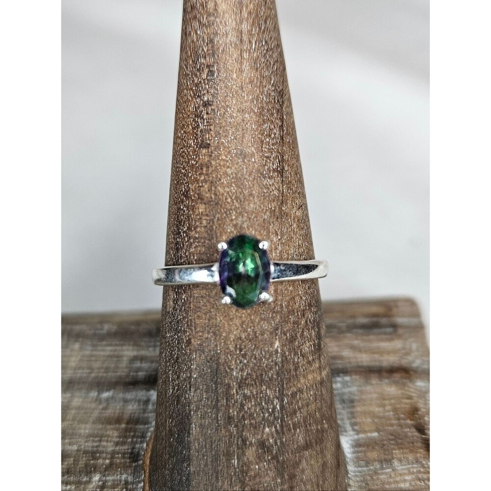 Sterling Silver Oval Cut Mystic Topaz Sz 6 NWT Dainty Ring 0.62 TCW